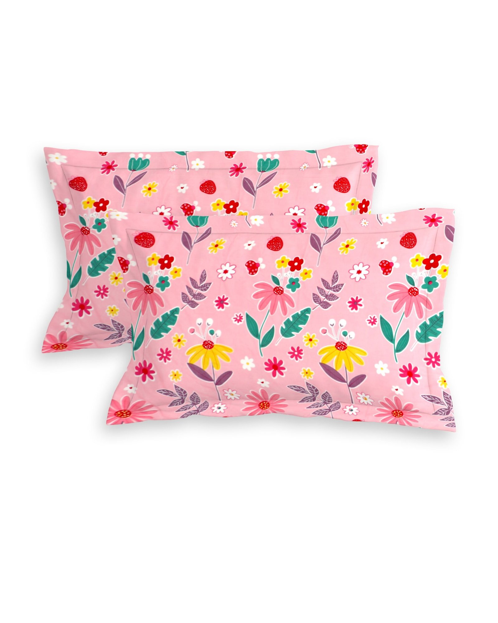 Elastic Fitted King Size Double Bed Sheets ith 2 Pillow Covers (Peach)