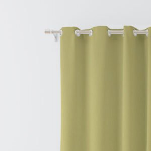 5 Feet Window Curtains Polyester Room Darkening Set Of 2 (Green)