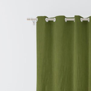 5 Feet Window Curtains Polyester Room Darkening Set Of 2 (Green)