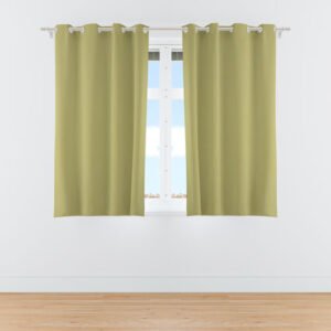 5 Feet Window Curtains Polyester Room Darkening Set Of 2 (Green)