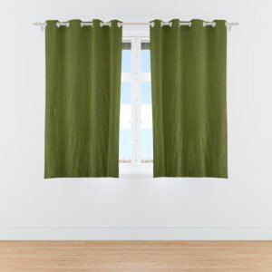 5 Feet Window Curtains Polyester Room Darkening Set Of 2 (Green)