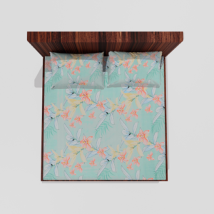 King Size Elastic Fitted Double Bed Sheets With 2 Pillow Covers (Light Green)54