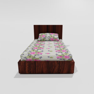 Pure Cotton Single Elastic Fitted Bedsheets With 1 Pillow Cover (Cream) 21