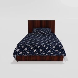 Winter Warm Soft Single Flat Bedsheet With 1 Pillow Cover (Blue)