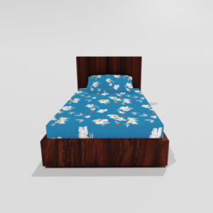 Glace Cotton Single Elastic Fitted Bedsheets With 1 Pillow Cover (Sky Blue)20.1