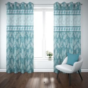 9 feet Long Door Curtains Polyester Room Darkening Set Of 2 (Blue)15c