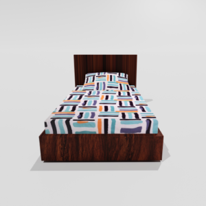 Glace Cotton Single Elastic Fitted Bedsheets With 1 Pillow Cover (Multi) 68