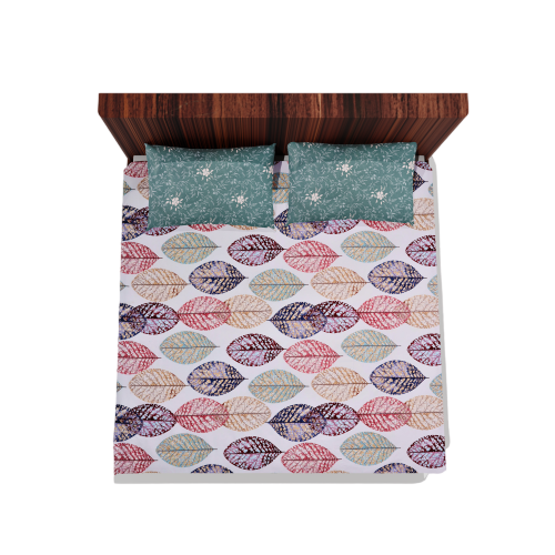 Cotton Double Flat Bedsheet With 2 Pillow Covers (Green)