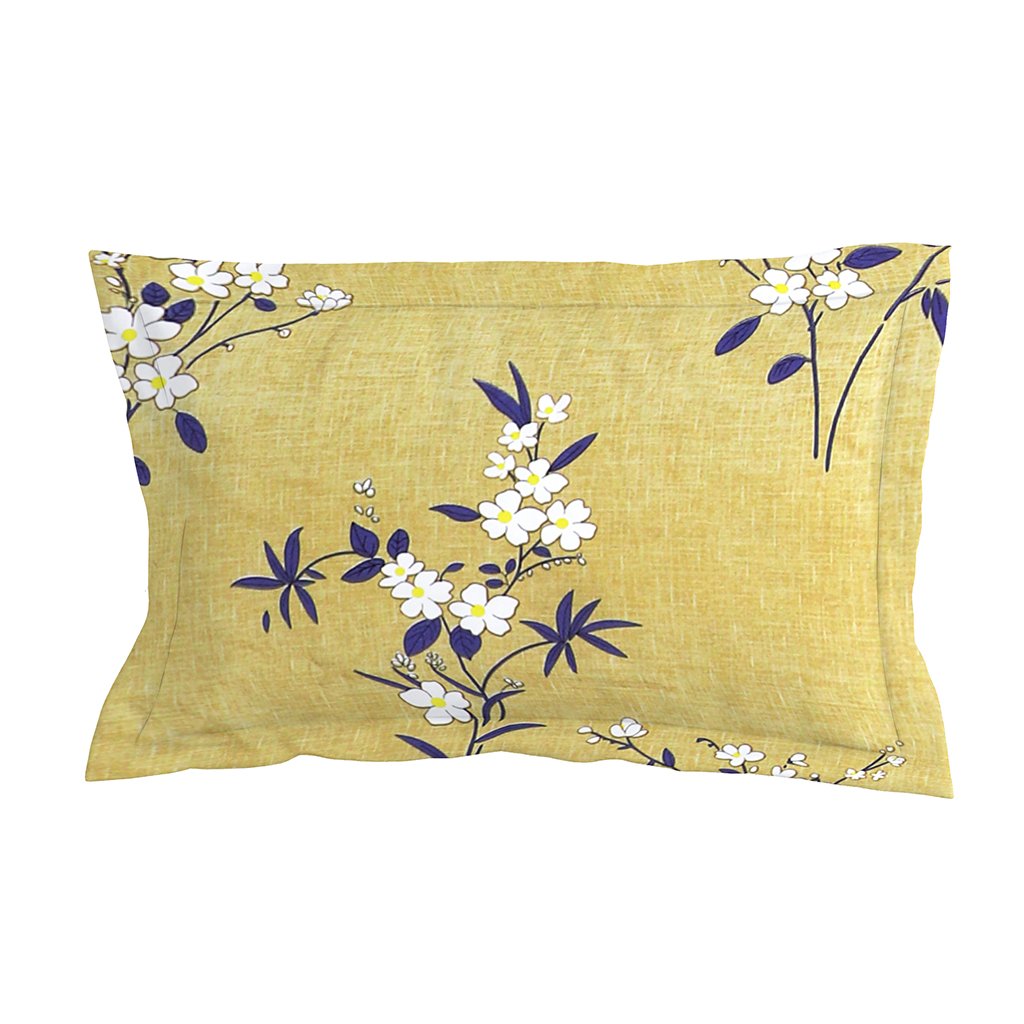 Single Glace Cotton Elastic Fitted Bedsheets With 1 Pillow Cover (Yellow)