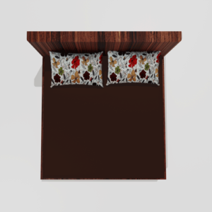 Glace Cotton Elastic Fitted Double Bedsheet With 2 Pillow Covers (Dark Coffee)