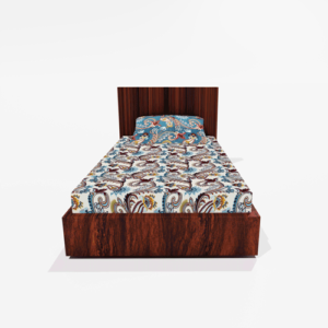 Glace Cotton Single Elastic Fitted Bedsheets With 1 Pillow Cover (Brown)