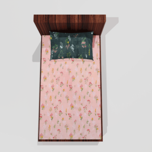 Glace Cotton Single Elastic Fitted Bedsheets With 1 Pillow Cover (Cream) 3