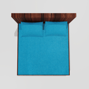 Glace Cotton Elastic Fitted Double Bedsheet With 2 Pillow Covers (Aqua)