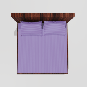 Glace Cotton Elastic Fitted Double Bedsheet With 2 Pillow Covers (Purple)