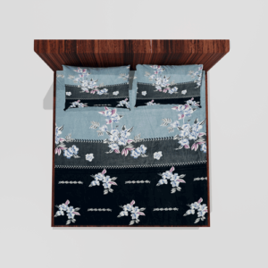 Winter Warm King Size Fitted Double Bedsheet With 2 Pillow Covers (Blue)102c