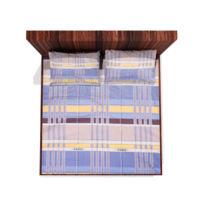 Glace Cotton Elastic Fitted Double Bedsheet With 2 Pillow Covers (Blue) 10
