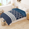 Winter Microfiber Flannel Reversible Double Bed Printed AC Comforter (Blue)