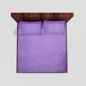 Winter Warm King Size Fitted Double Bedsheet With 2 Pillow Covers (Lavender)
