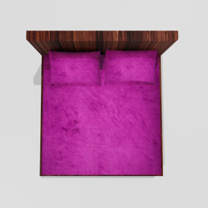 Winter Warm King Size Fitted Double Bedsheet With 2 Pillow Covers (Pink)