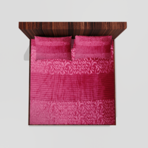 Winter Warm King Size Fitted Double Bedsheet With 2 Pillow Covers (Pink)