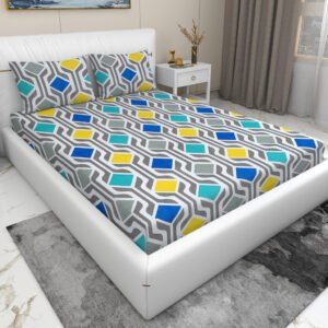 Elastic Fitted King Size Double Bed Sheet With 2 Pillow Covers (Brown)