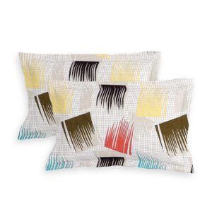 Elastic Fitted King Size Double Bed Sheet With 2 Pillow Covers (Multi)