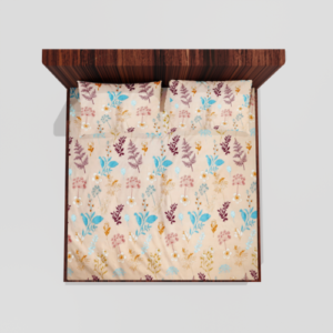 Glace Cotton Elastic Fitted Double Bed Sheet With 2 Pillow Covers (Toffee)9