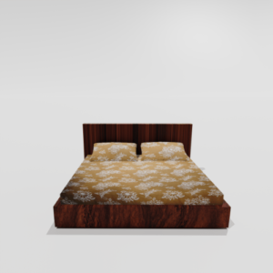 Glace Cotton Elastic Fitted Double Bed Sheet With 2 Pillow Covers (Yellow)