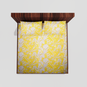 Glace Cotton Elastic Fitted Double Bed Sheet With 2 Pillow Covers (Yellow)