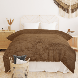 Winter Microfiber Flannel Reversible Double Bed Printed AC Comforter (Brown)3