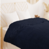 Winter Microfiber Flannel Reversible Double Bed Printed AC Comforter (Navy Blue)