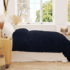 Winter Microfiber Flannel Reversible Double Bed Printed AC Comforter (Navy Blue)