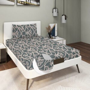 Single Glace Cotton Elastic Fitted Bed Sheet With One Pillow Cover (Slate Gray)