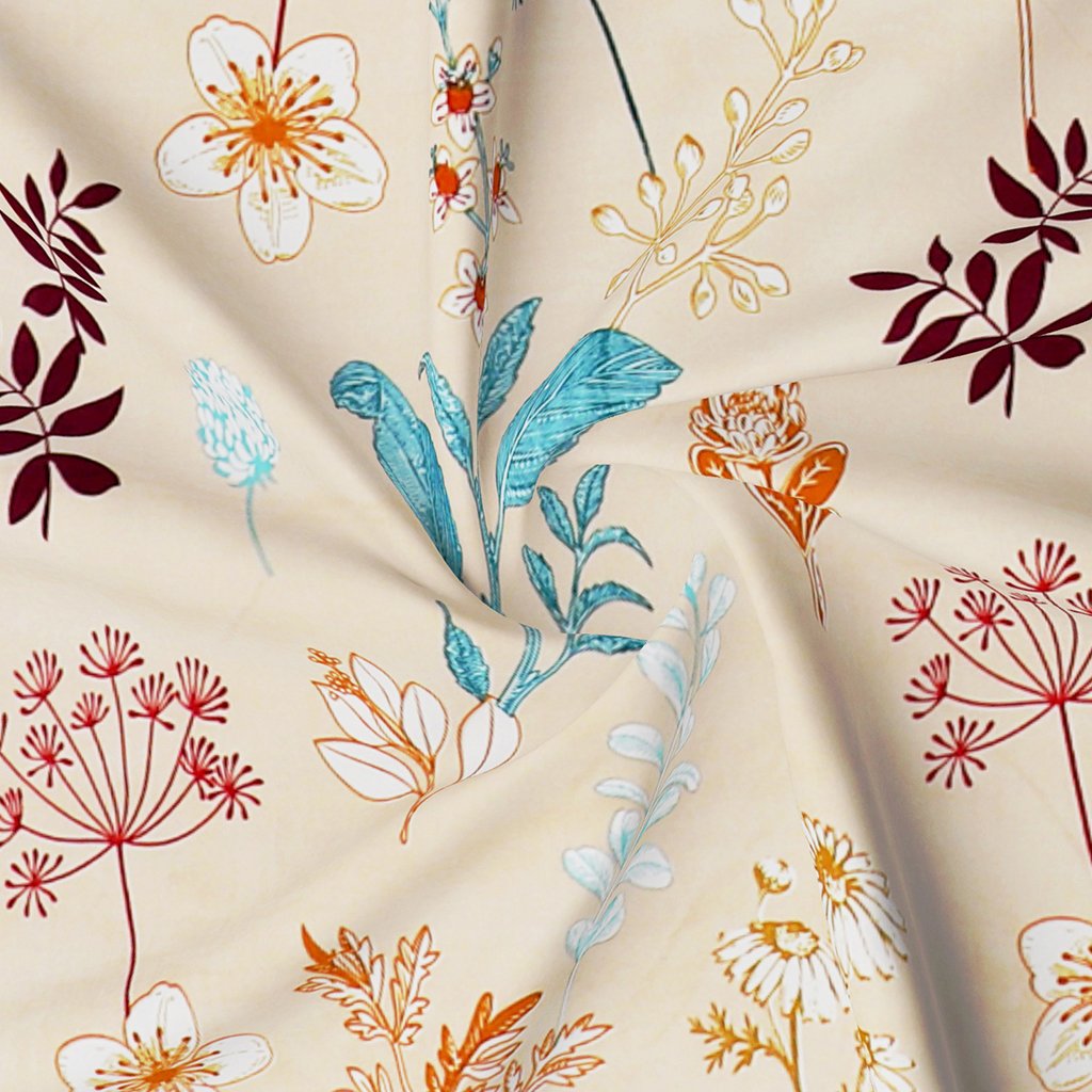 Single Glace Cotton Elastic Fitted Bed Sheet With One Pillow Cover (Cream)