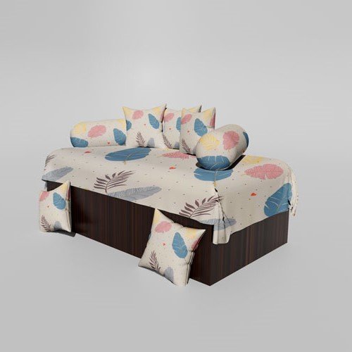 210 TC Cotton Printed Diwan (Set of 8 Pieces)1 Single Bedsheet 5 Cushion Covers And 2 Bolster Cover (Copy)