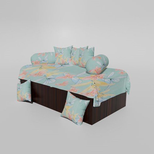 210 TC Cotton Printed Diwan (Set of 8 Pieces)1 Single Bedsheet 5 Cushion Covers And 2 Bolster Cover