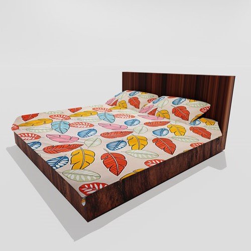 Cotton Double Flat Bedsheet With 2 Pillow Covers (Multi Leaf)