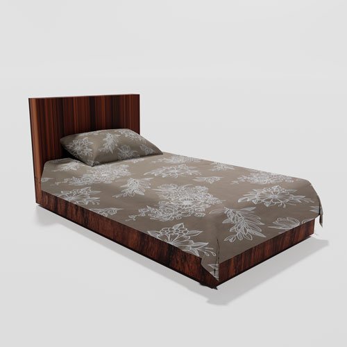 Cotton Single Flat Bed Sheet With 1 Pillow Cover (Brown)