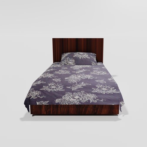 Cotton Single Flat Bed Sheet With 1 Pillow Cover (Grey)