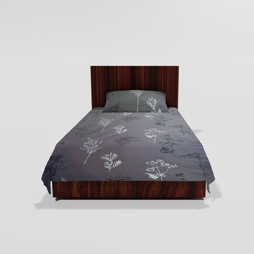 Cotton Single Flat Bed Sheet With 1 Pillow Cover (Grey)