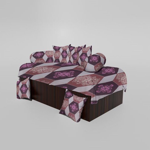 Glace Cotton Printed Diwan (Set of 8 Pieces)1 Single Bedsheet 5 Cushion Covers And 2 Bolster Cover