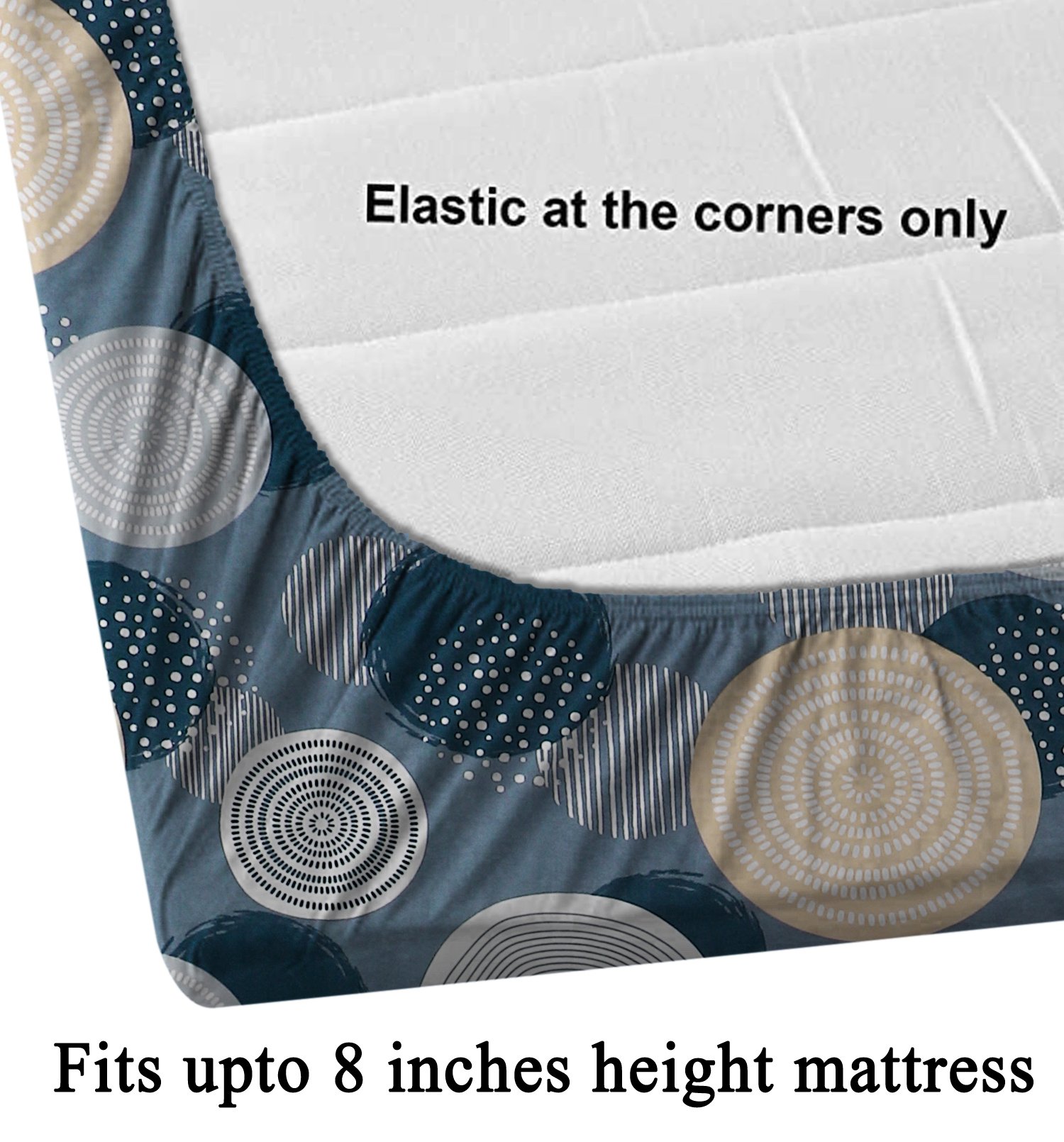 Single Glace Cotton Elastic Fitted Bed Sheet With One Pillow Cover (Blue)