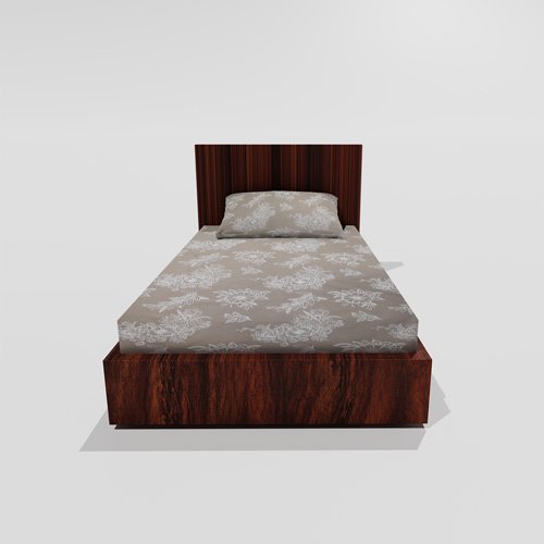 Single Glace Cotton Elastic Fitted Bed Sheet With One Pillow Cover (Brown)