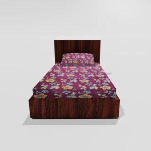 Single Glace Cotton Elastic Fitted Bed Sheet With One Pillow Cover (Magenta)