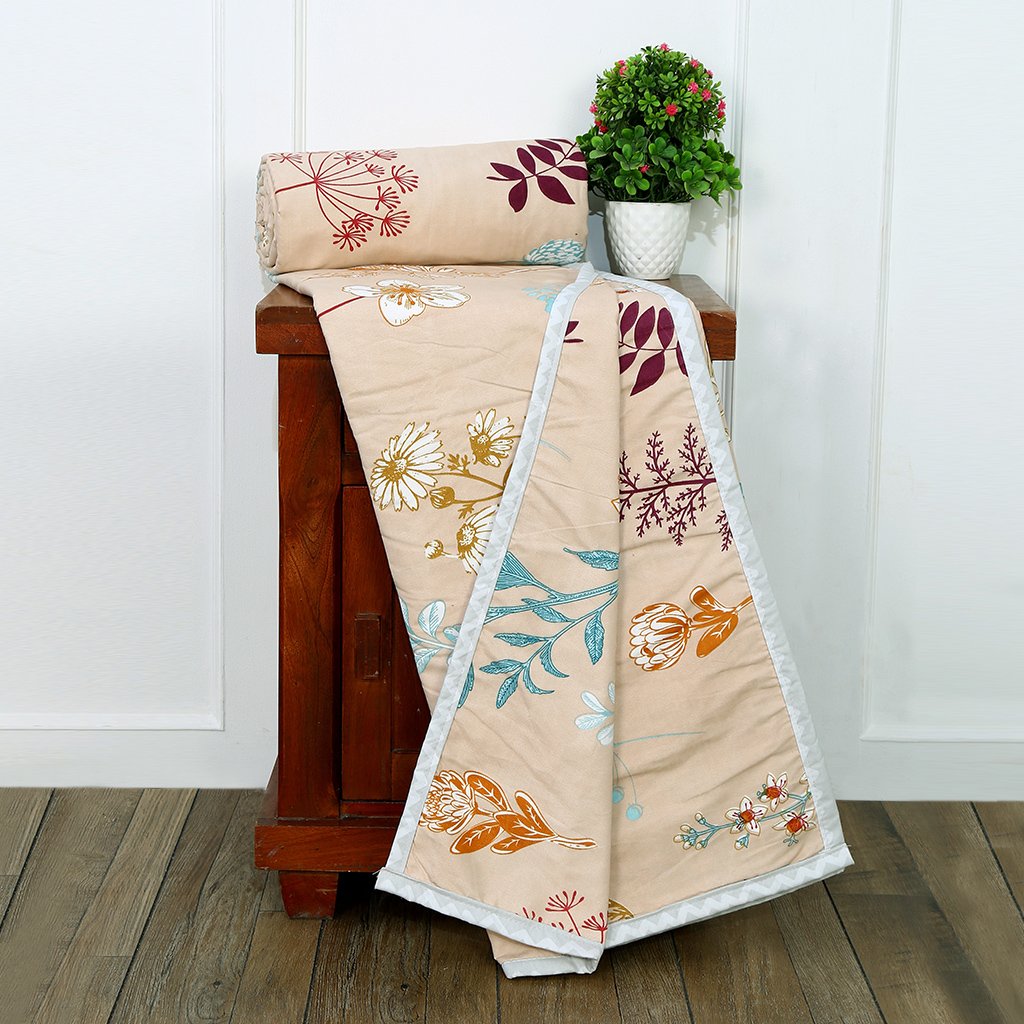 Cotton Dohar Lightweight Reversible For Double Blanket, Duvet (Grey)