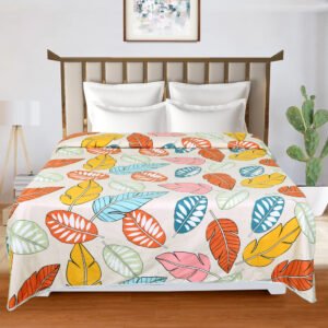 Cotton Dohar Lightweight Reversible For Double Blanket, Duvet (Orange)