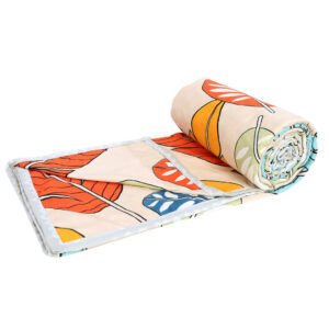 Cotton Dohar Lightweight Reversible For Double Blanket, Duvet (Orange)