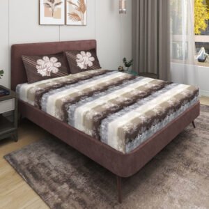 RD TREND 100% King Size Pure Cotton Double Flat Bed Sheet With 2 Pillow Covers (Coffee)