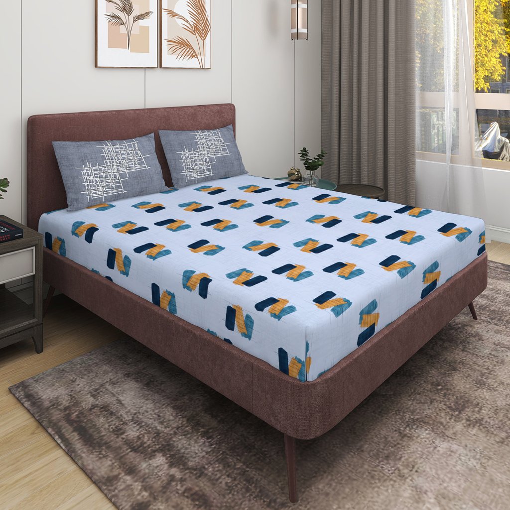 RD TREND 100% King Size Pure Cotton Double Flat Bed Sheet With 2 Pillow Covers (Baby Blue)