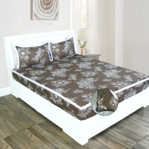 RD TREND Elastic Fitted King Size Double Bed Sheet Aesthetic Lace With 2 Pillow Covers (Mouse)